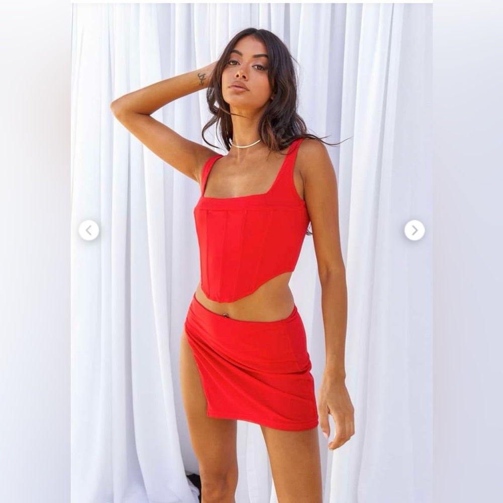 Felicity Red Corset Top and Mini Skirt set XXS NWT